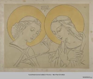 Oberkörper des Verkündigungsengels und der Maria (nach Niccoloò di Liberatore in der Pinacoteca in Perugia)