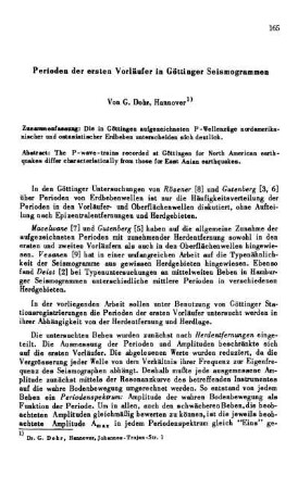 Perioden der ersten Vorläufer in Göttinger Seismogrammen