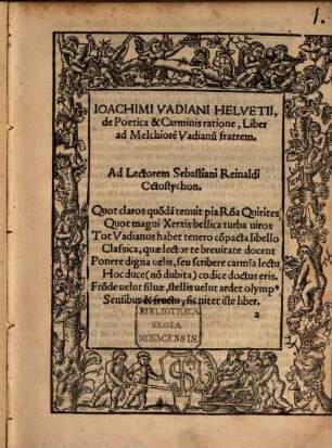 De poetica et Carminis ratione liber ad M. Vad. fratrem