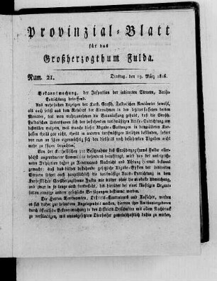 Num. 21. [S. 170 fehlt.], Ausgabe vom 19. März 1816