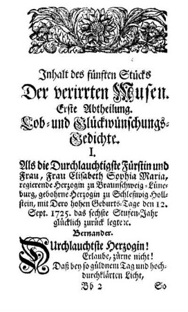 Erste Abtheilung. Lob- und Glückwünschungs-Gedichte.