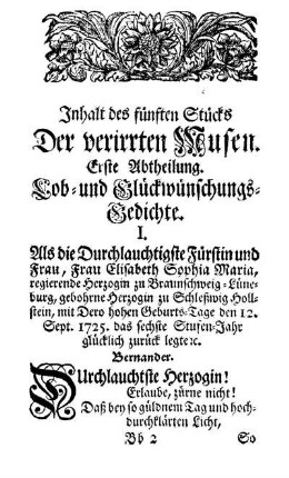 Erste Abtheilung. Lob- und Glückwünschungs-Gedichte.