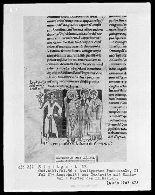 Stuttgarter Passionale — Heilige der pars aestiva (zweiter Band) — Marter des heiligen Kilian, Folio 21verso