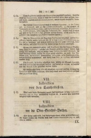 VIII. Instruction vor die Ober-Gerichts-Bothen.