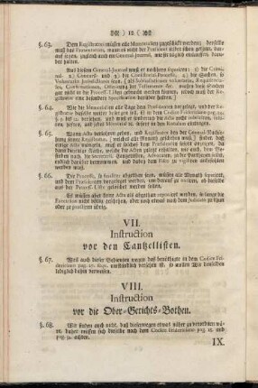 VIII. Instruction vor die Ober-Gerichts-Bothen.