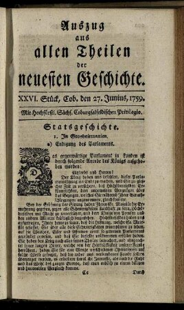 XXVI. Stück, Cob. den 27. Junius, 1759.