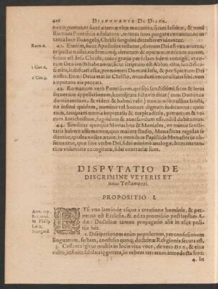 Disputatio De Discrimine Veteris Et novi Testamenti.
