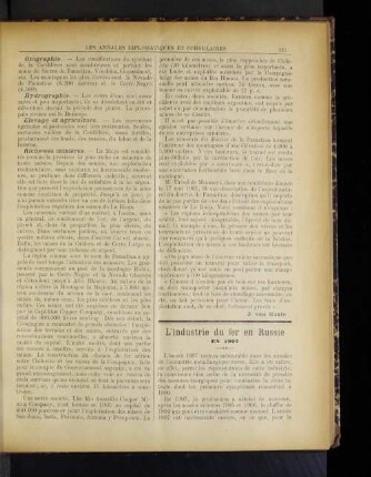 L'industrie du fer en Russie