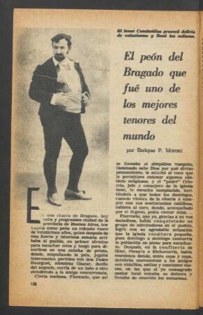 El peón del Bragado que fue uno de los mejores tenores del mundo