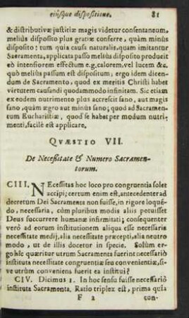 Quaestio VII. De Neceßitate & Numero Sacramentorum.