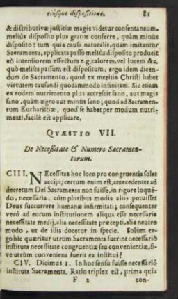 Quaestio VII. De Neceßitate & Numero Sacramentorum.