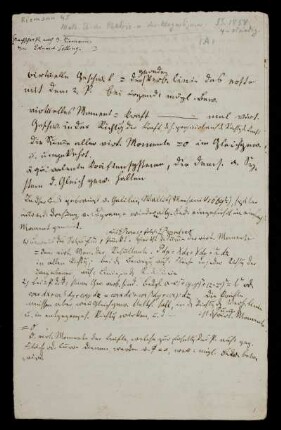 Die mathematische Theorie der Elektrizität und des Magnetismus [sowie] ausgewählte physikalische Probleme. [Vorlesungsmitschriften], Göttingen, 1858