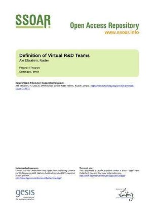 Definition of Virtual R&D Teams