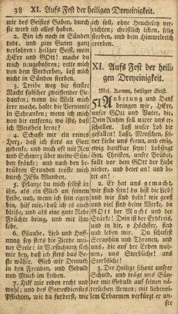 XI. Aufs Fest der heiligen Dreyeinigkeit