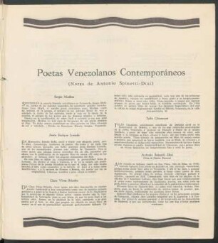 Poetas Venezolanos Contemporáneos : (Notas de Antonio Spinetti-Dini)