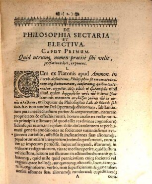 De Philosophia Sectaria Et Electiva Dissertatio Academica