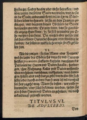 Titulus VI. De Adulterio.
