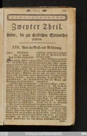 Zweyter Theil. Lieder, die zur christlichen Sittenlehre gehören.
