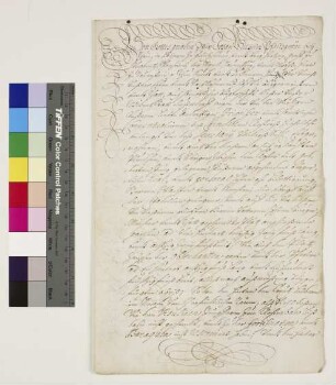 Von Gottes Gnaden Wir, Johan Wilhelm Pfaltzgrave bey Rhein, in Bayeren, zu Jülich, Cleve unndt Berg Hertzog, Graf zu Veldentz, Sponheimb, der Marck Ravensperg unndt Mörß, Herr zu Ravenstein etc. thun kundt unndt bekennen hiemit vor Uns, Unsere Erben unndt Nachkohmmen: Das Wir Bürgermeisteren unndt Rhatt, auch sämbtlicher Bürgerschaft dieser Unser Residenz-Statt Dußeldorf wegen der von den würdigen Unserenn lieben andechtigen Priorissen unndt sämbtlichen Conventualinnen des Carmelitten-Closters hieselbst unlengst von des Secretary Völckers sehligen Erbgenahmen, unndt auch vor diesem an sich erkauften Pluckhen unndt ubrigen zwischen dem Closter undt Godderten Jung gelegenend Häuseren abgehnden bürgerlichen Real- unndt Personal-Lasten ahn Bilettierung, Steuren, Wachten unndt Diensten, die selbige auff der Citadellen gelegene unndt auf die vor diesem vun Unserem gliebten Herren Vatteren Ihnen Bürgermeister unndt Rhatt geschenckte Plätz anschießende Garthen ad vier hundert dreyßig zwey Fueß lang unndt achtzig zwey Fueß breit, wie auch den Platz zwischen der Observanten Garten unndt der Pforten ad ein hundert achtzig Fueß lang unndt ein hundert fünfzig Fueß breit, alles nach Ausweisung beygefügten Abriß, so dan den hinten den Creütz Brüderen im newen Werkh erfindtlichen Raüm, als viell dessen Wir den Ursulinen-Jungfrauen zum Closterbau biß dahin nicht geschenckt unndt zu der Fortification unndt Baraquen nicht reserviert haben, unndt den hinter Caspars Erbgenahmen vorhandenen Schaaf-Stall würcklich unndt dergestalt abtretten unndt einraumen, daß Bürgermeister unndt Rhatt bemelten Schaaf-Stall, wan jemandt von der Bürgerschaft sothanen Platz wurcklich zu bebawen verlangen würde, auf die Citadell auf ihre Kösten transferiren sollen; wobey Wir auch fernerß austrucklichen Vorbehalten, weilen Wir einigs obgemelter leeren Plätze auf der Citadellen Unsers Kriegsofficireren unndt Soldaten zu Garthen gnädigst concediert, inmaßen Sie dieselbe ietzundt einhaben, daß obgemelte Unsere Officier unndt Soldaten dieselbs furterß, als lang keiner von der Burgerschaft sothane Örther wurcklich zubebawen sich anmelden wirdt, in Genoß behaltend unndt Wir anderen damit g[nädi]gst gratificieren mögen; Wir sein aber bey undernehmenden Gebäwen solche Garthen alsobaldt abzuertretten gnädigst erbietig unndt willig, mit der weitherer Erklehrung, daß die jenige Burger unndt andere Civil-Persohnen, denen auch dergleichen leere Plätze zu Garthen erlaubt worden, deß Pfachts- oder Erkentnuß halber mit Burgermeister unndt Rhatt sich der Gebuhr abzufinden schuldig unndt gehalten sein sollen; worauf an mehr erwente Bürgermeister, Rhatt, unndt gemeine Bürgerschaft, obgemeltes Closter wegen solcher vor specificirter Völckers unndt anderen dem Closter bereits einverleibten Häuseren von obgemelten gemeinen burgerlichen Lasten unndt dergleichend Beschwerden, wie die auch Nahmen haben, solch nun unndt ins kunfftig entstehen, unndt erdacht werden können oder mögen, nichts davon ausgeschieden, zu den ewigen Tagen, so lang diese Häuser dem Closter einverleibt bleiben, krafft daruber aufgerichteten schriftlichen Scheins befreyet haben; unndt dan bey Uns sowoll bemelte Priorissa unndt Conventualinnen als auch Bürgermeister unndt Rhatt umb wurcklich Einraumung obgemelter Platzen, wie auch Unser gnädigst Ratification, Confirmation unndt Bestettigung solcher Bewilligung demütigst angehalten, daß Wir derowegen solche Bitt gnädigst statt gegeben, solche Garthen unndt Platzen ihnen Bürgermeister unndt Rhatt kraft dieses obspecificirt- unndt vorbehaltener maßen einzuräumen, unndt diese beschehene Befreyung hiemit gnädigst ratificirt, confirmirt, unndt bestettiget haben, thun auch solches hiemit, unndt kraft dieses; in dessen Urkundt haben wir dieses aigenhendig unterschriben unndt Unser Cammer-Siegell hierahn hangen lassen. Geben zu Dußeldorf den 10. Decembris Anno 1681. Johann Wilhelm. [Transkription: Rene Hanke]