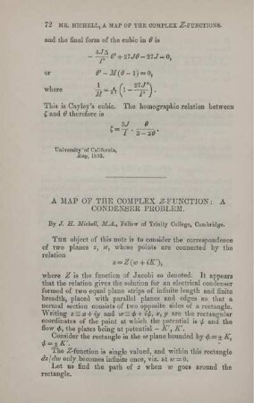 A map of the complex Z-function: A condenser problem.