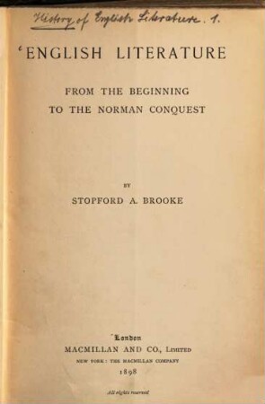 English literature from the beginning to the Norman conquest