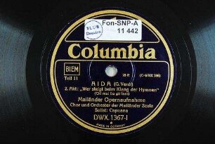 Aida : 2. Akt: "Wer steigt beim Klang der Hymnen"; (Chi mai fra gli inni) / (G. Verdi)