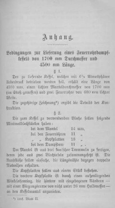 Bedingungen zur Lieferung eines Feuerrohrdampfkessels von 1700 mm Durchmesser und 4500 mm Länge