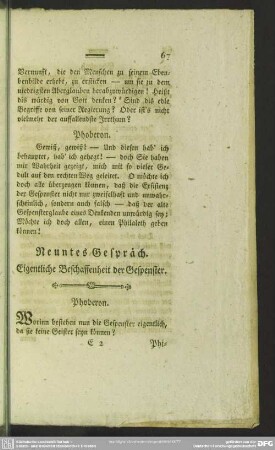 Neuntes Gespräch. Eigentliche Beschaffenheit der Gespenster