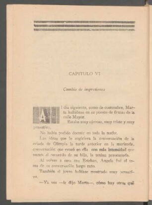 Capítulo VI - Cambio de impresiones