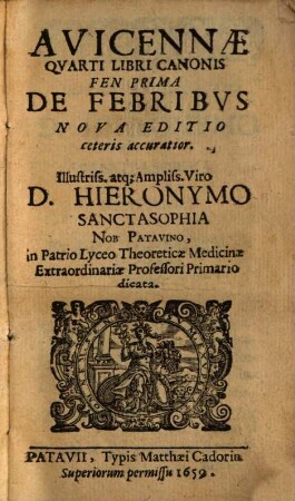 Quarti libri Canonis Fen prima, de febribus