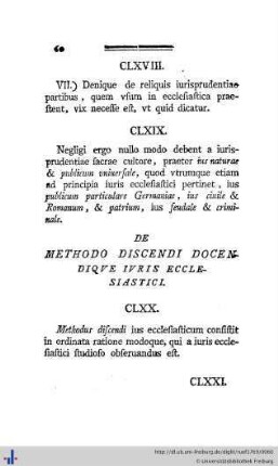 De Methodo discendi docendique iuris ecclesiastici.