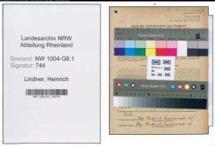 Entnazifizierung Heinrich Lindner , geb. 26.01.1906 (Werkmeister)
