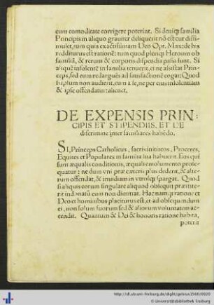 De Expensis Principis et Stipendiis.