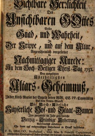 Sichtbare Herrlichkeit des Unsichtbaren Gottes
