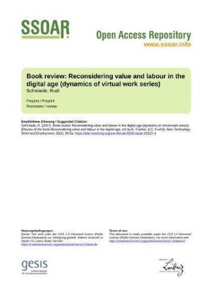 Book review: Reconsidering value and labour in the digital age (dynamics of virtual work series)