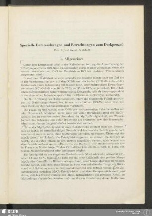Spezielle Untersuchungen und Betrachtungen zum Deckprozeß