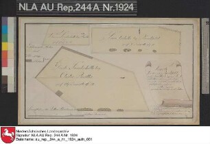 Lage der Sandschellen bei der Ortschaft BROCKZETEL und bei Kloster Barthe in der Nähe von Hesel Kolorierte Zeichnung von J. N. Franzius Papier Format 47,5x27,8 M 1:5.020
