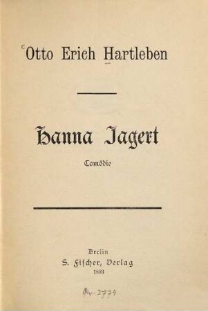 Hanna Jagert : Comödie