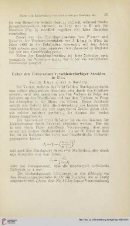 Ueber den Lichtverlust verschiedenfarbiger Strahlen in Glas