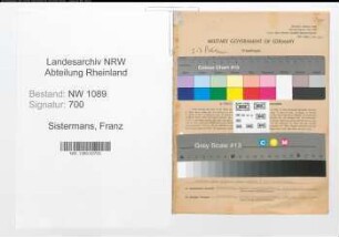 Entnazifizierung Franz Sistermans , geb. 28.01.1907 (Polizist)