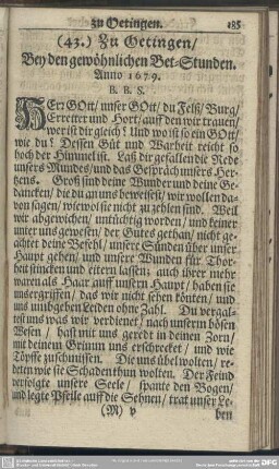 (43.) Zu Oettingen. Bey den gewöhnlichen Bet-Stunden. Anno 1679