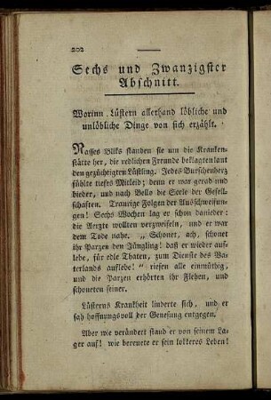 Sechs und zwanzigster Abschnitt. - Ein und Dreißigster Abschnitt. Der Autor krönt Schellers und Belos Wünsche, ...