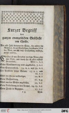 Kurzer Begriff der ganzen evangelischen Geschicht von Christo
