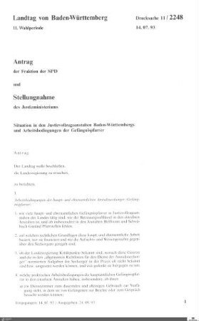 Antrag der SPD: Situation in Justizvollzugsanstalten