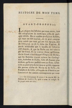 382-398, Histoire de Mon Tems.