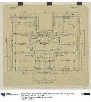 Darmstadt, Projekt Doppelhaus Cabinet, fünfte Version, Grundriss Kellergeschoss