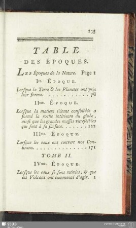 Table des époques