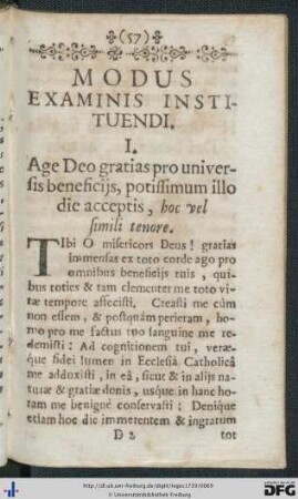 Modus Examinis Instituendi.