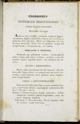 Prodromus Systematis Herpetologiae