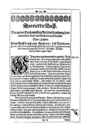 Das vierdte Buch. Der newen Persianischen Reisebeschreibung handelt von der Reise aus Mußcow nach Persien.
